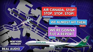 Airplanes almost HIT each other at New York JFK Airport. Real ATC