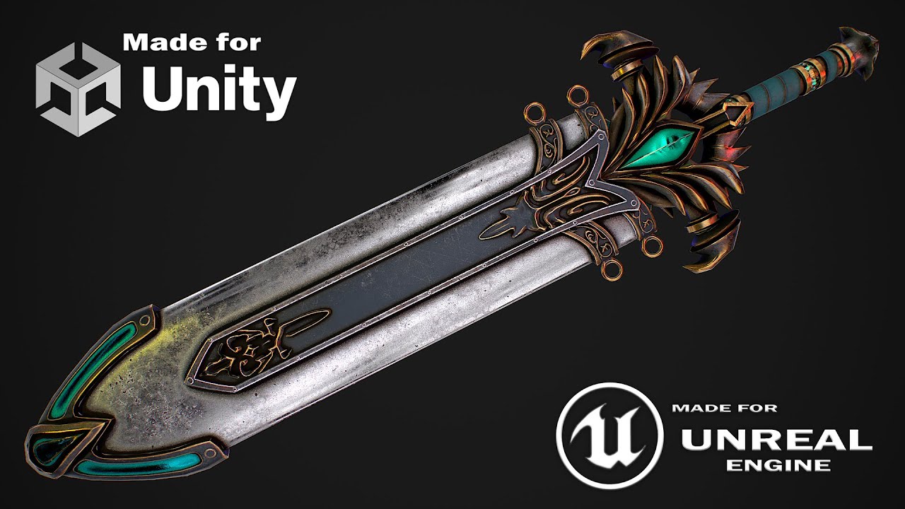 Fantasy Sword 25 With Scabbard 3D Model