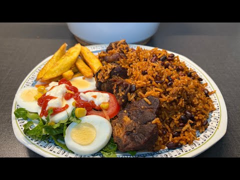 HOW TO COOK: JOLLOF RICE WITH RED BEANS #ghanafood #jollofrice#nigeriafood#pickyeaters