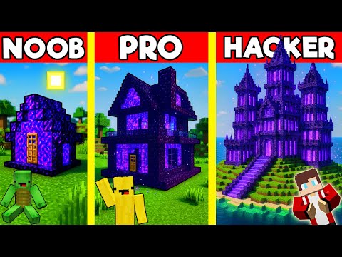 PORTAL HOUSE Build Battle In Minecraft - NOOB VS PRO CHALLENGE - Maizen Mizen Mazien Parody