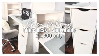 Shopee Unboxing 📦 Office Desk with Shelves and Drawers (Php1,600 only!) ❤︎ | emmy lou