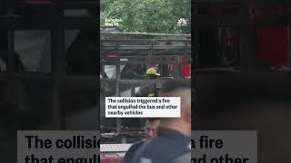 Freight train collides with public bus in Thailand