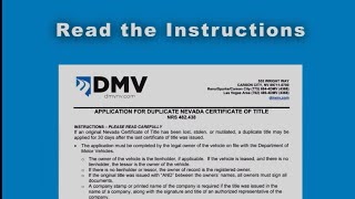 Nevada DMV - Application for a Duplicate Title VP 012 Form Sections & Submission Video Tutorial 2025
