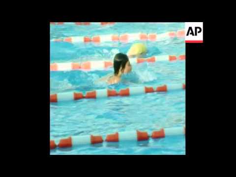 SYND 16-7-73 A SWIMMING RACE IN ISRAEL