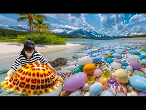 As the seawater receded significantly, shellfish larger than a human head appeared.