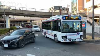 【6008】滋賀バス車種2KG-LR290J4いすゞ新型エルガミオ車番6008伊勢落線石部駅行き草津駅西口バス停発車シーン