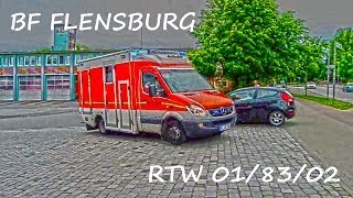 preview picture of video 'Berufsfeuerwehr Flensburg, RTW 01/83/02 Einsatzfahrt'