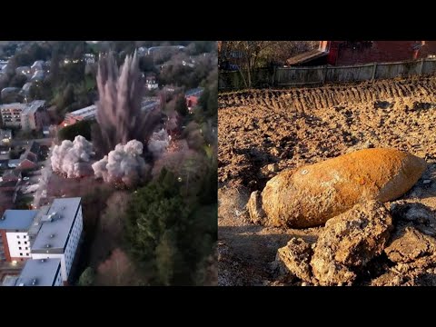 Massive Explosion From 80-Year-Old WWII Bomb Shown by Drone
