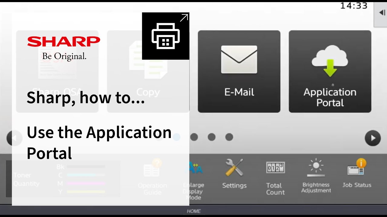 Sharp, how to use the Application Portal on a Sharp Multifunctional Printer