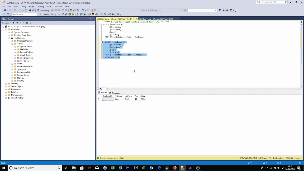 Getting Started in SQL Server : Part 8 : UNION Statement