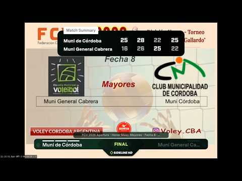 FCV 2026 Apertura - Honor Masc Mayores - Fecha 8 - Muni General Cabrera vs Muni de Córdoba (LIVE HD)