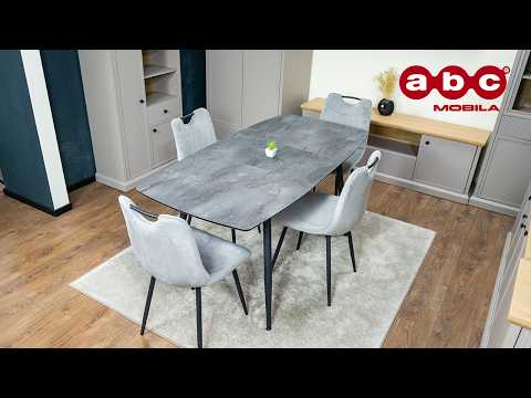 Set Masă Living Extensibilă Yense 125 Gri cu 4 Scaune Tapițate KJC0358 Gri 1