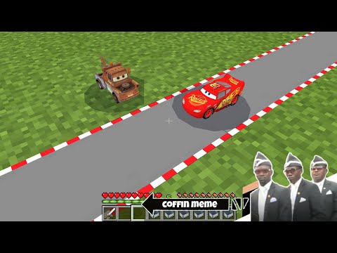 The Smallest Lightning McQueen and Mater in Minecraft - Coffin Meme