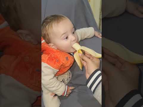 cute baby eating his favorite fruit #banana #baby#video#shorts
