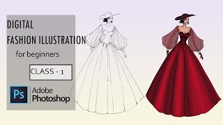 DIGITAL FASHION ILLUSTRATION for beginners class 1| illustration in photoshop