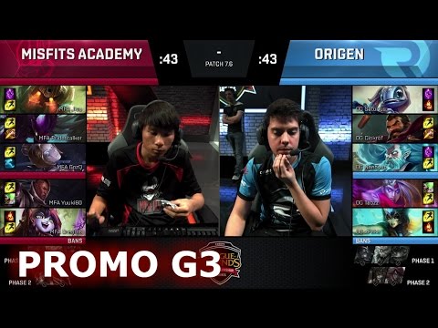 Misfits Academy vs Origen | Game 3 Promotion / Relegation S7 EU LCS Summer 2017 | MFA vs OG G3