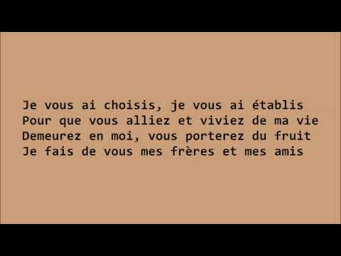 Je vous ai choisis, je vous ai établis (paroles)