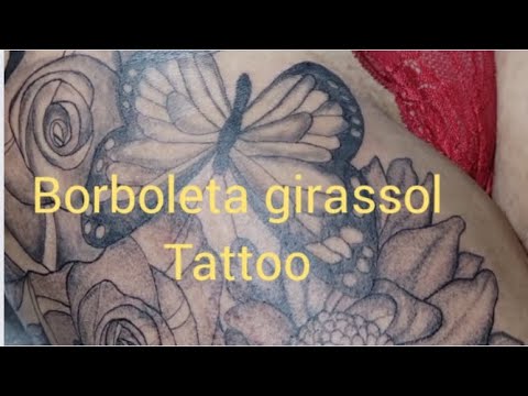 Borboleta girassol tattoo Whip shading