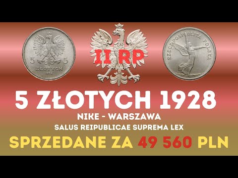 II RP. 5 Złotych 1928 NIKE Warszawa. Sprzedane za 49560 PLN !!!