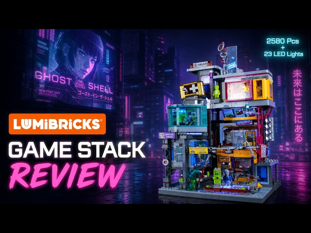 Vídeo relacionado con Lumibricks Cyberpunk Game Stack Lighting - Kit de construcción (2580 piezas, construcción modular con mecanismos desmontables, para amantes de adultos y aficionados a la ciencia ficción