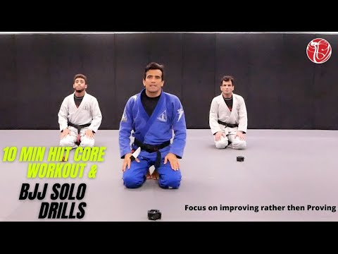 10 Min HIIT Core Workout & BJJ Solo Drills / No Equipment | Cobrinha BJJ