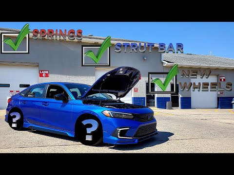 Strut Bar, Springs and Wheels, Oh my!  All installed on my 11th Gen 2022 Honda Civic Sport!