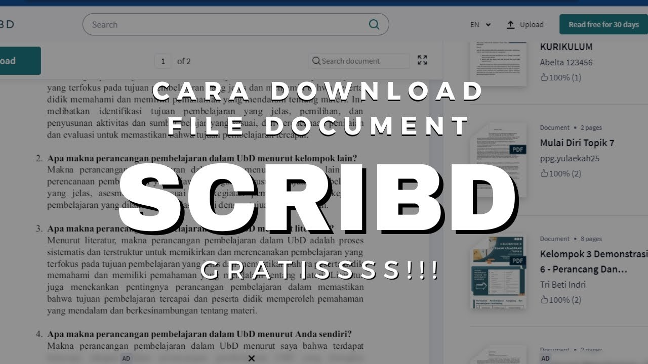 Cara Mendownload File document di SCRIBD Gratis!