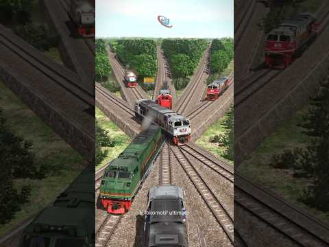 Many Train Locomotives Crossing Tracks #train #railtrack #railroad #railway #trainvideo