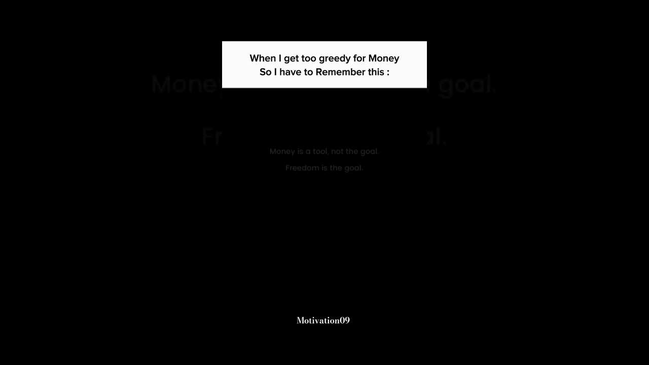 Money is not the goal #motivation #inspiration #patience #freedom