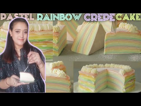 || 🍭Pastel  Rainbow Crepe Cake 🍭||