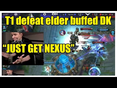 T1 backdoors DK in a crazy game ending vs elder buff (LS REACTION)