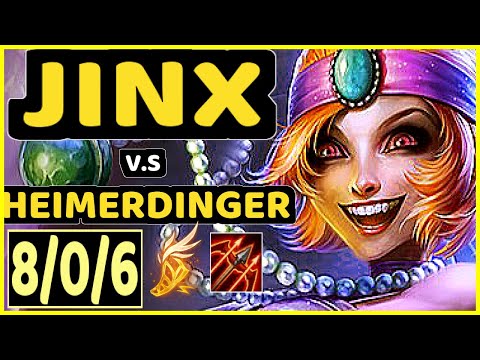 RAYDERE (JINX) vs HEIMERDINGER - 8/0/6 KDA BOTTOM ADC GAMEPLAY - OC Ranked DIAMOND