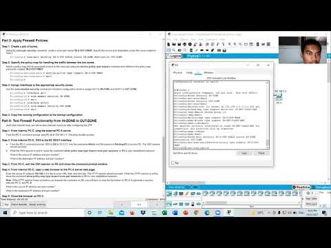 Packet Tracer - Configuring A Zone-Based Policy Firewall (ZPF)