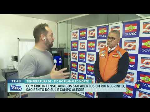 Onda de frio leva abertura de abrigos em cidades do Norte de SC