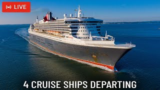 SHIPS TV -  4 Cruise Ships Departing Port of Southampton (LIVE)
