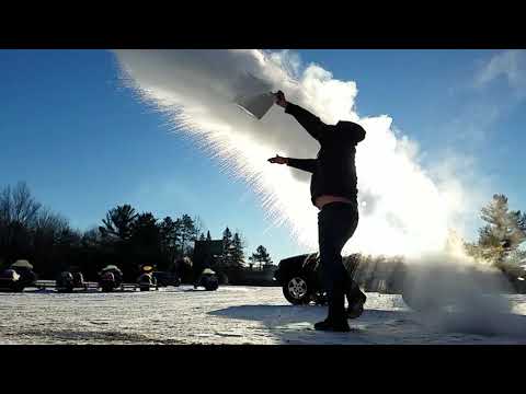 Boiling water freezing in mid-air -18 degrees