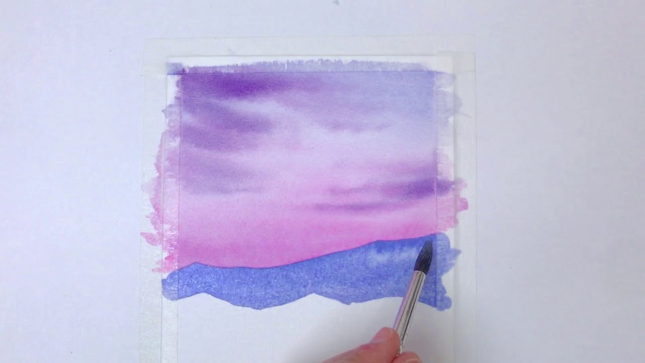 watercolor painting tutorial purple sunset for beginners by ahmad art