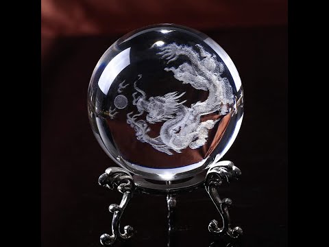 3d laser engraving Chinese dragon in Crystal Glass Ball- 3D Personalized Crystal Balls