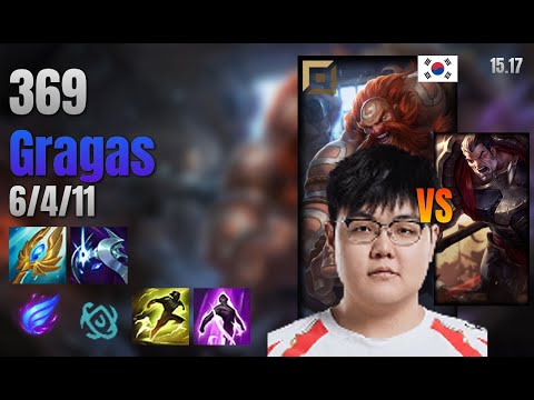 369 Top Gragas vs Darius lol KR solo rank Full Game 15.17 | 369 그라가스 vs 다리우스