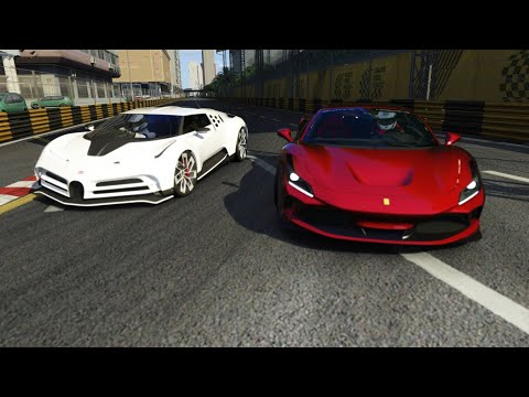 Bugatti Centodieci vs Ferrari F8 Tributo vs Lamborghini Centenario at Macau Guia Circuit