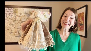 Charm Square Vintage Lace Angel Christmas Ornament