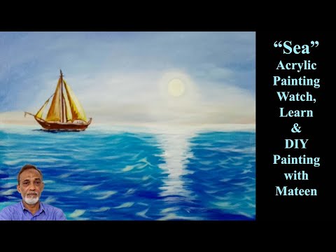 Seascape with a boat | Dreamy Nature Painting | Mateen for You
