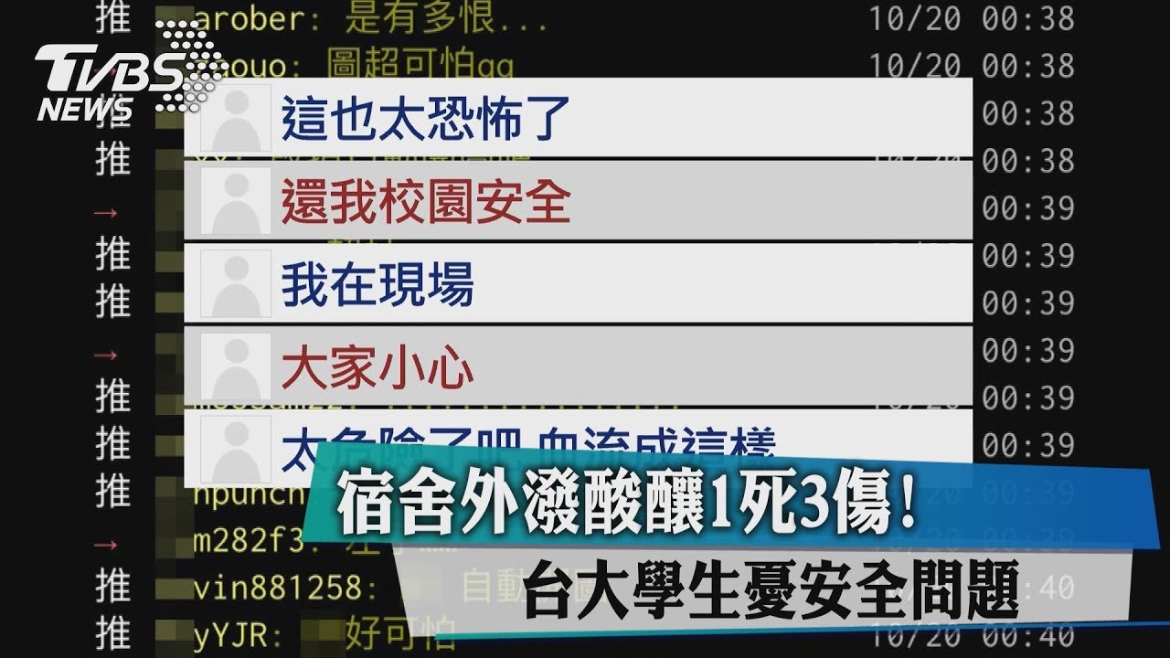 宿舍外潑酸釀1死3傷! 台大學生憂安全問題