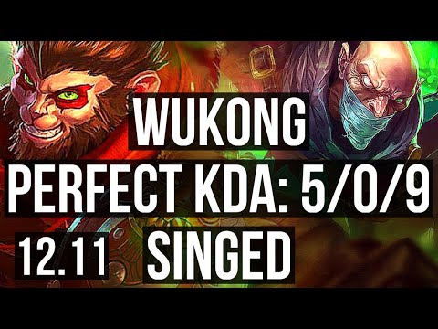 WUKONG vs SINGED (TOP) | 5/0/9, 3.2M mastery, 1300+ games | KR Diamond | 12.11
