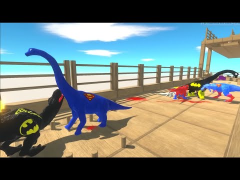 3x BRACHIOSAURUS vs 3x T-REX DEATH FALL - Animal Revolt Battle Simulator