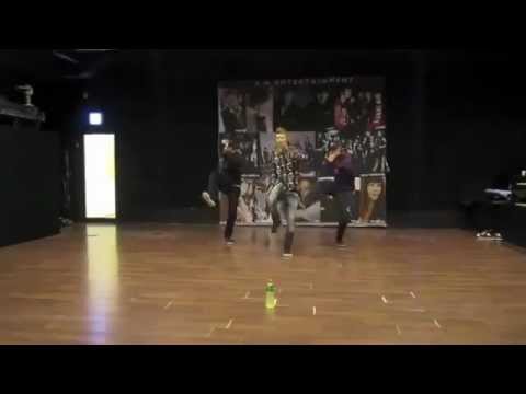 Greg with Super Junior's Eunhyuk and EXO-K Kai Dance Practice