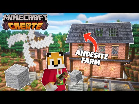 FoxyNoTail - I built a FAST ANDESITE FARM in Minecraft Create Mod