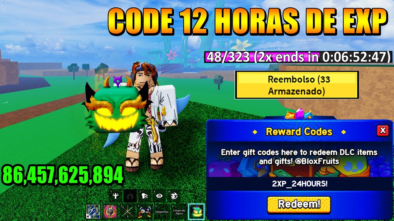NOVO CÓDIGO 12 HORA DE EXP + 30 CÓDIGOS DE 2X XP BELI E RESET NO BLOX FRUITS 2024 - blox fruit codes