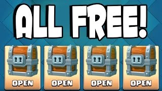 Clash Royale ALL FREE GIANT CHEST!! - Opening 4 Free Giant Chests!