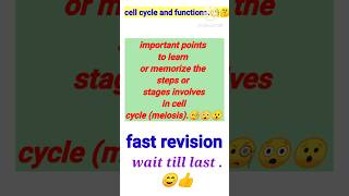 short time revision of cell cycle meiosis and it's stages #shorts #shortvideo